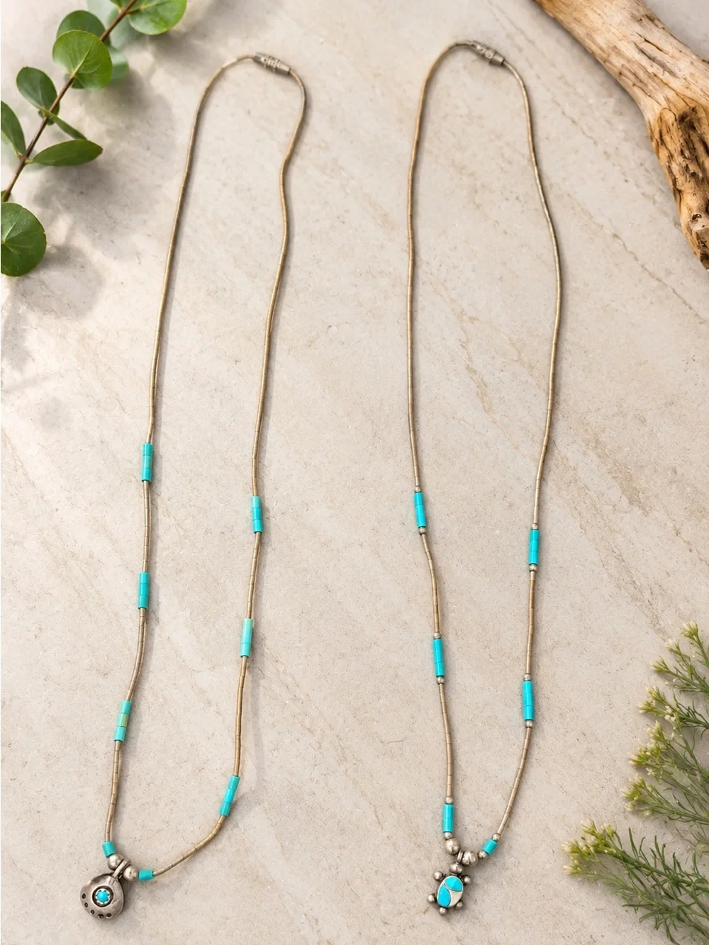 Turquoise and silver necklace with turquoise beads and silver accents